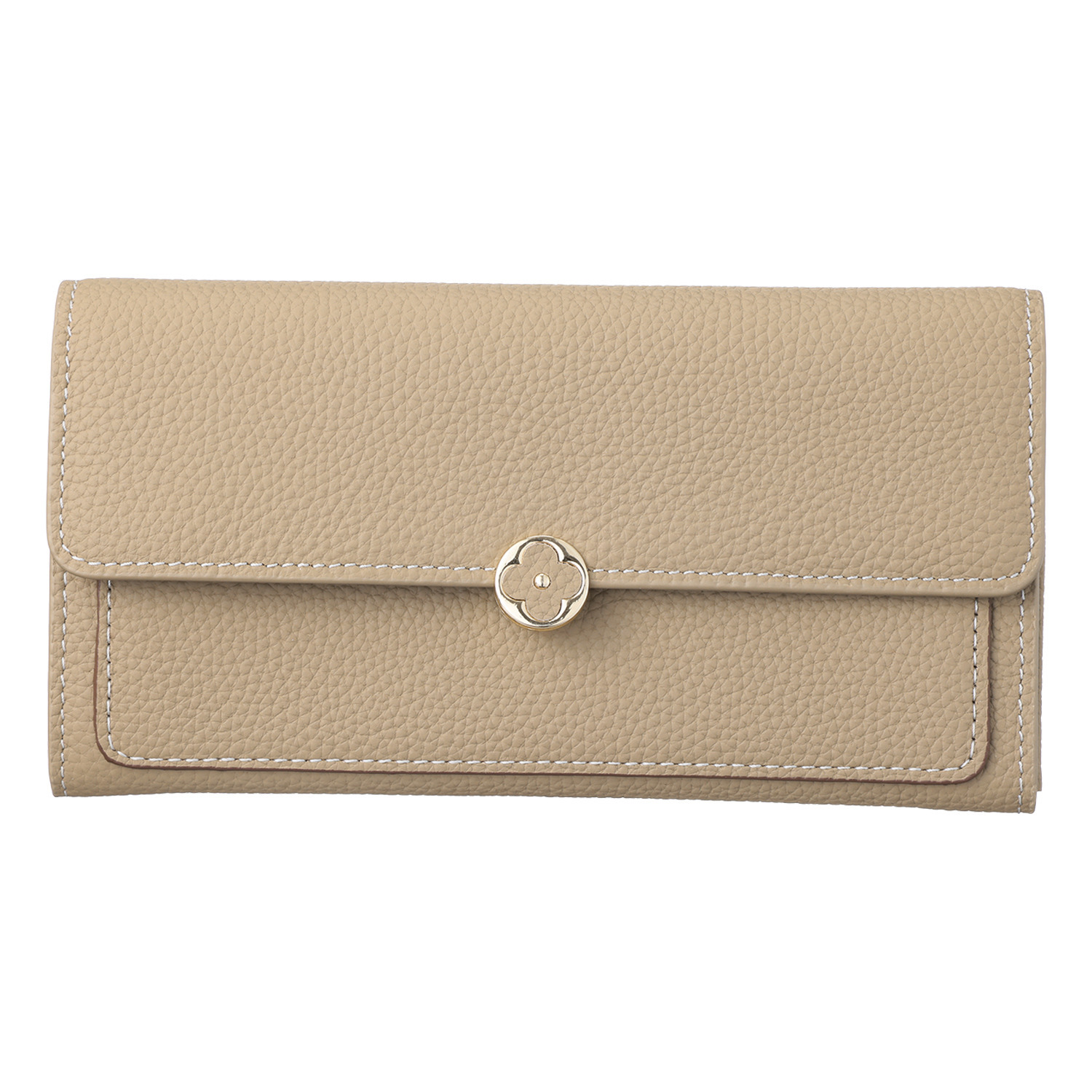 モーヴ 牛革 花モティーフボタン 長財布