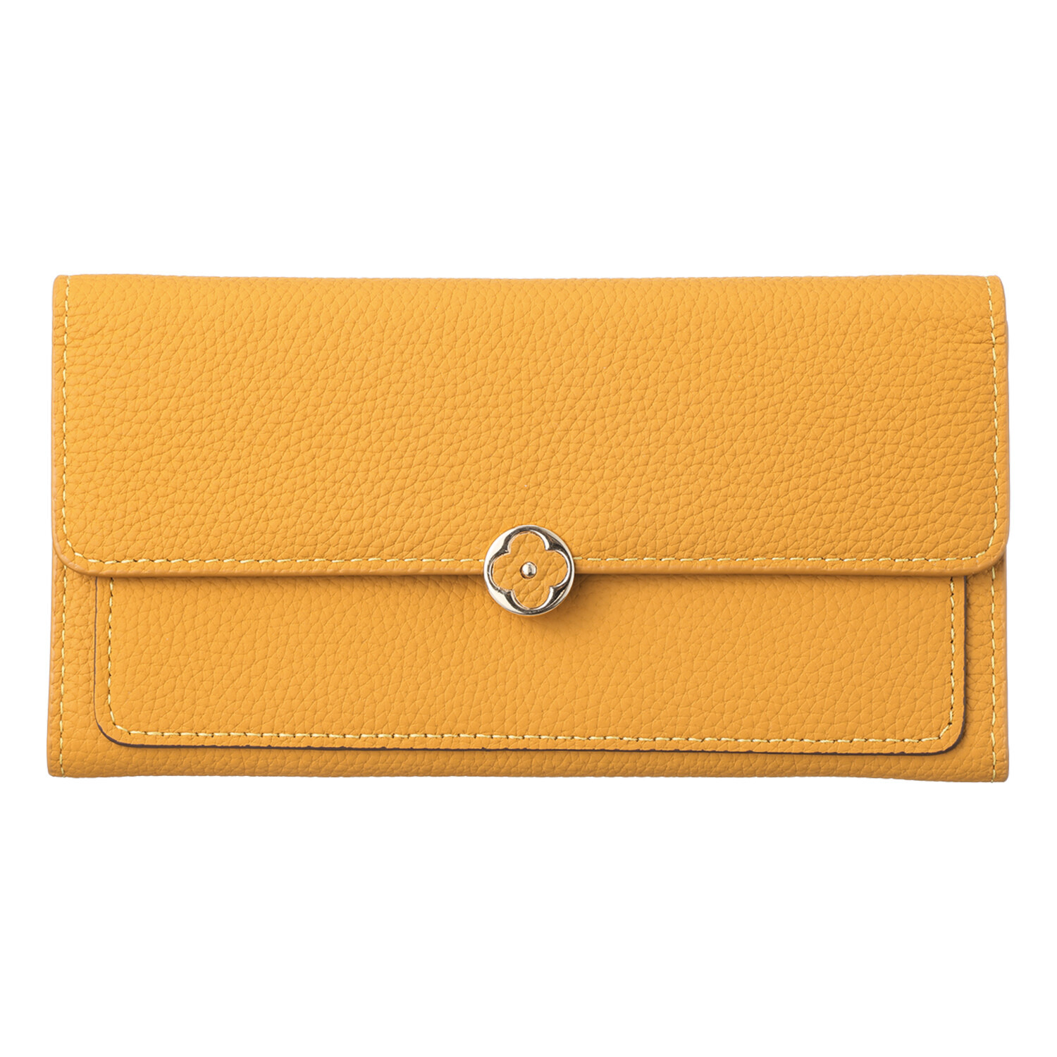 モーヴ 牛革 花モティーフボタン 長財布