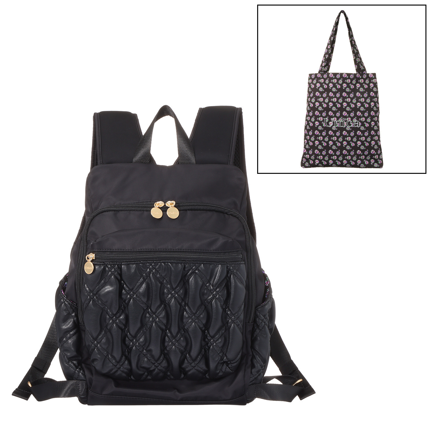 ウニカ 人間工学に基づいた ふんわりキルトポケット リュック ＜トートバッグ付＞
