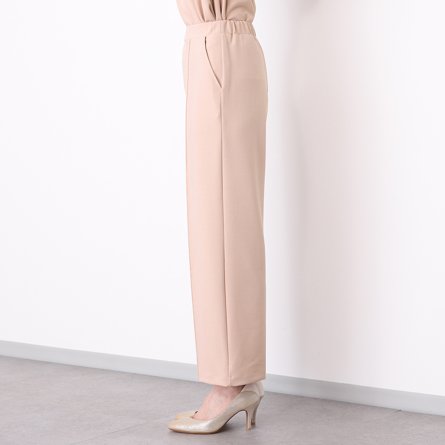 ＴＡＫＵＭＩＢＡ 洗えてシワになりにくい！ ストレッチジョーゼット 日本製イージースラックス ワイド　股下６５ｃｍ