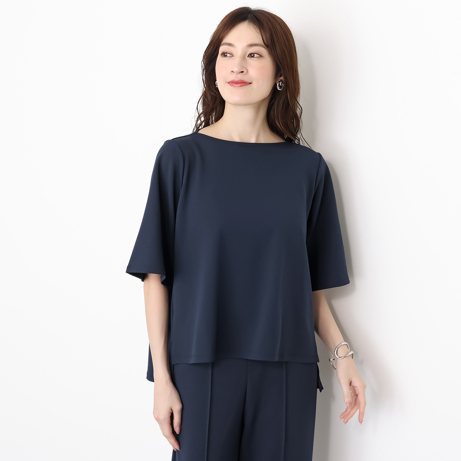 ＴＡＫＵＭＩＢＡ 洗えてシワになりにくい！ ストレッチジョーゼット 日本製 フレアープルオーバー