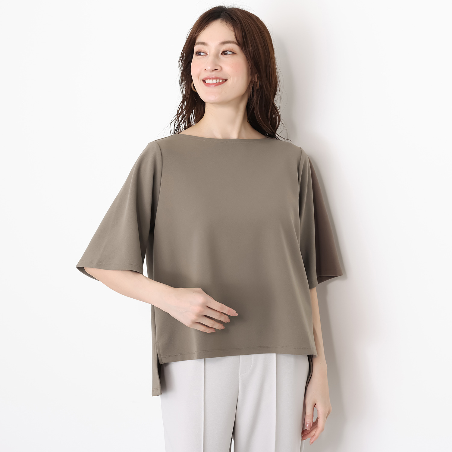 ＴＡＫＵＭＩＢＡ 洗えてシワになりにくい！ ストレッチジョーゼット 日本製 フレアープルオーバー