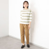 モカサン　ジュンコシマダ レーヨンナイロン 配色ボーダー ニットプルオーバー