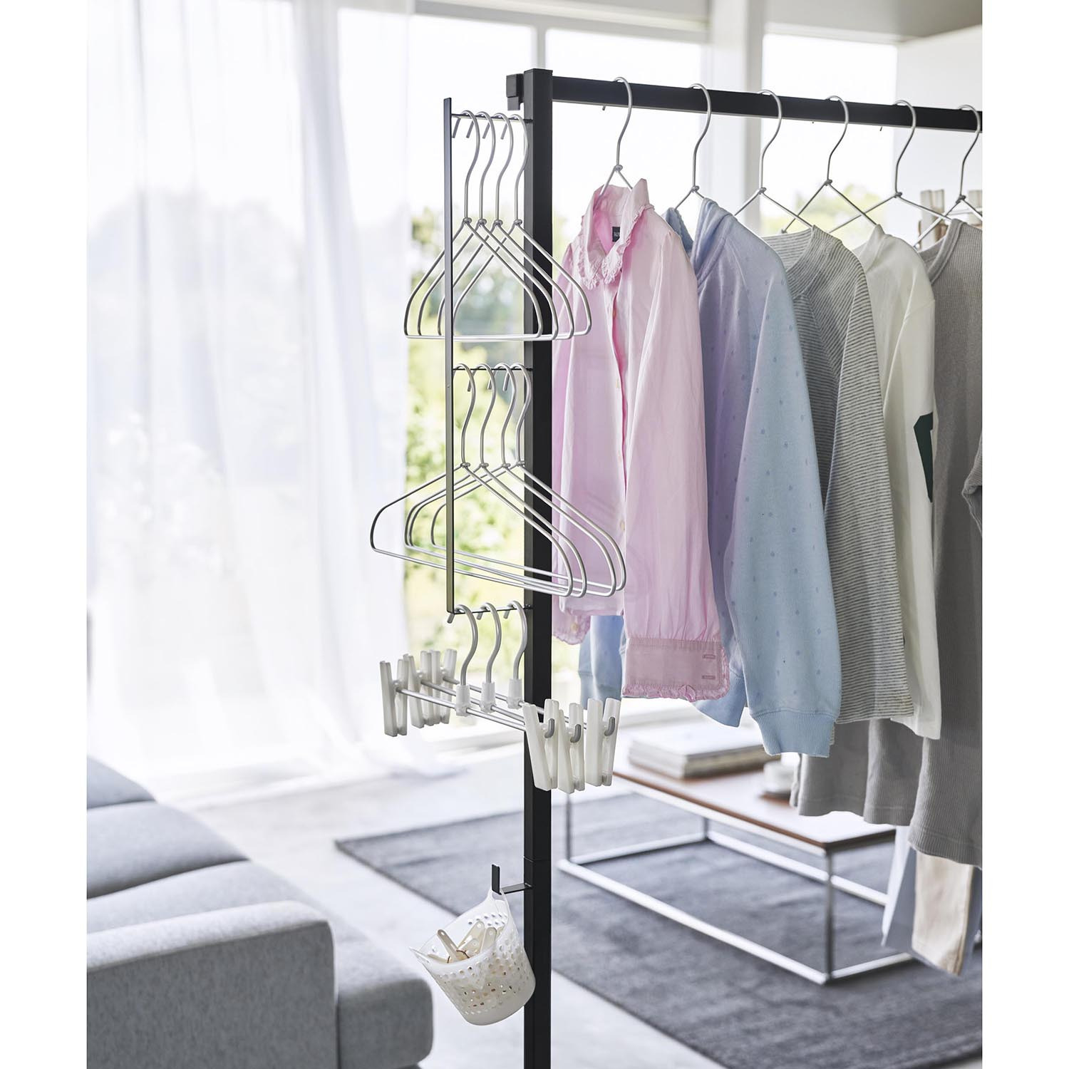 山崎実業　タワー サッと広げて簡単設置！ 折り畳み室内物干し ＜２連＞