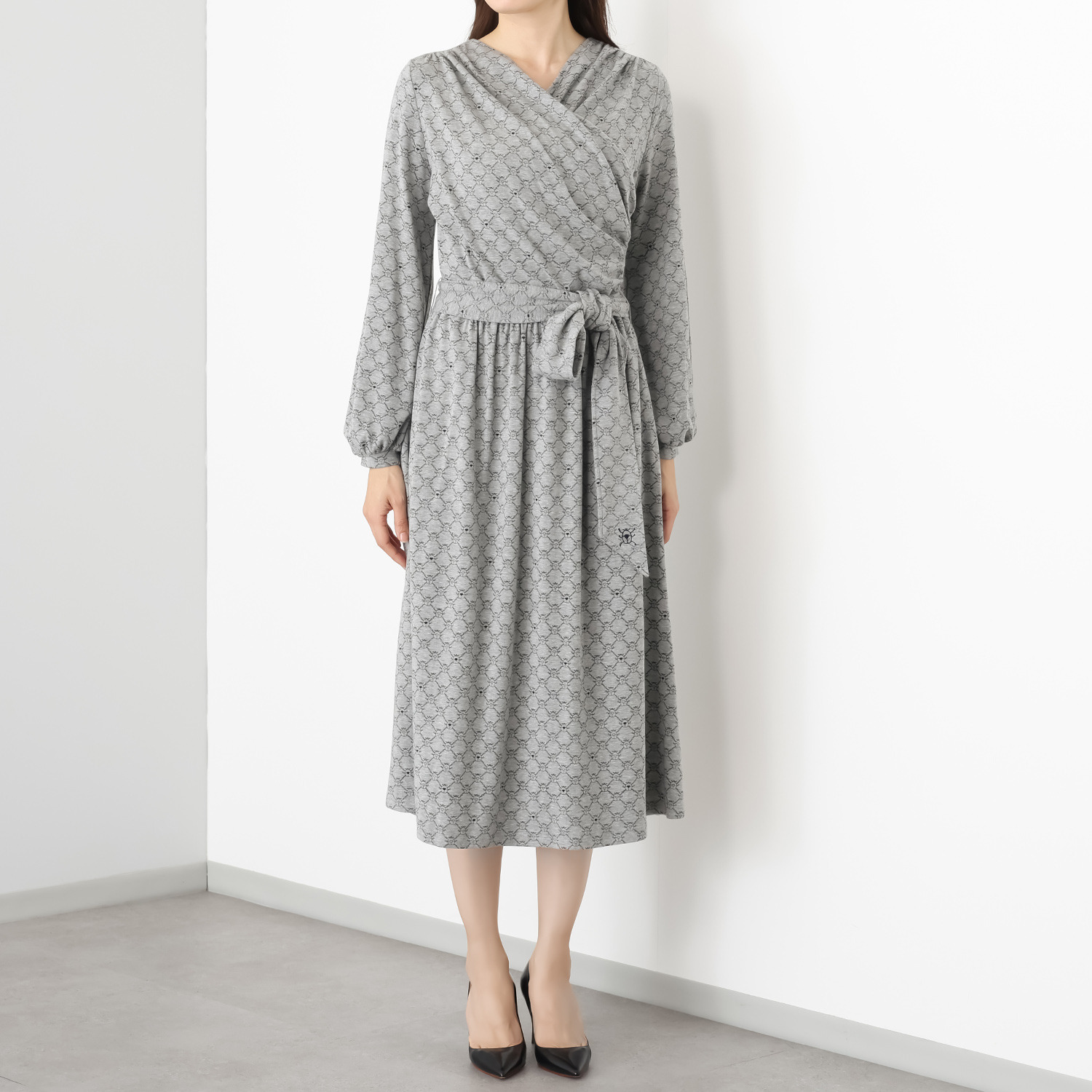 ホリーズ　アズ 共布ベルト付 カシュクールドレス