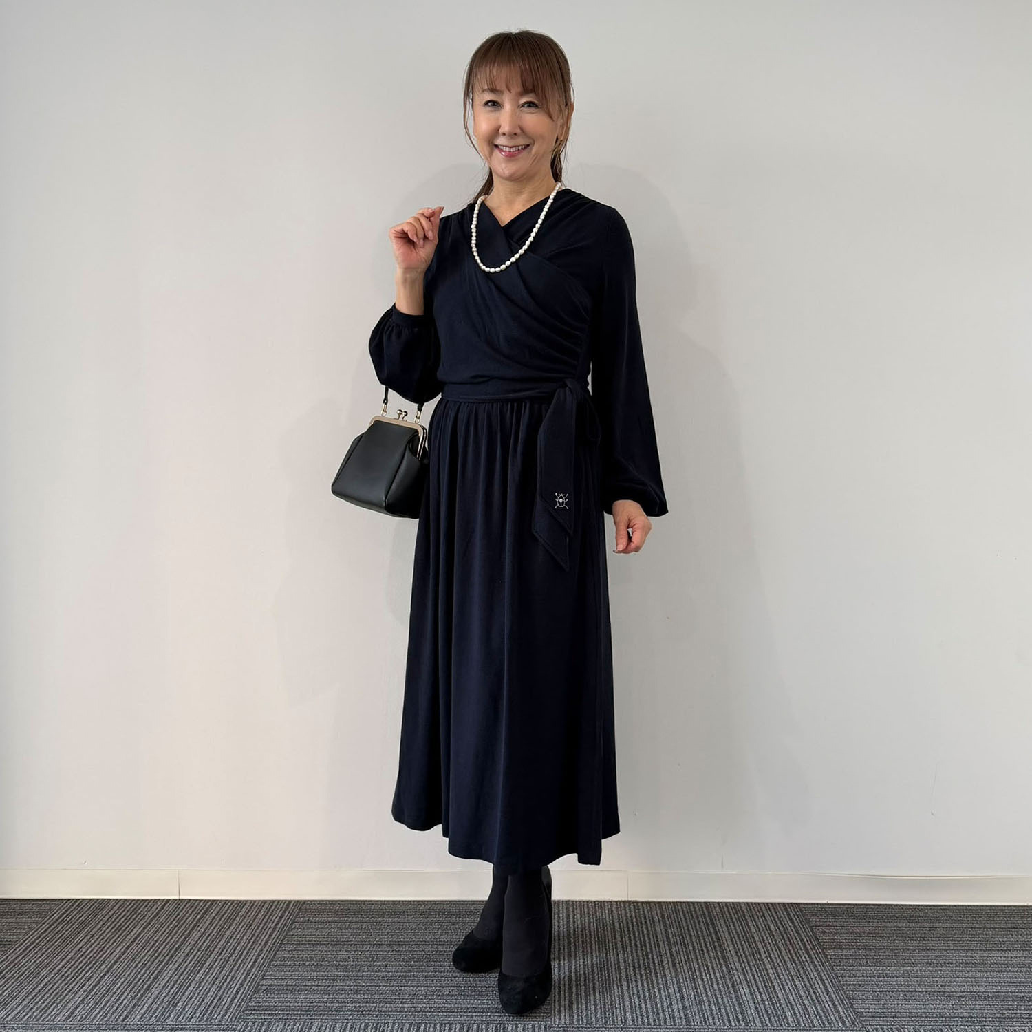 ホリーズ　アズ 共布ベルト付 カシュクールドレス