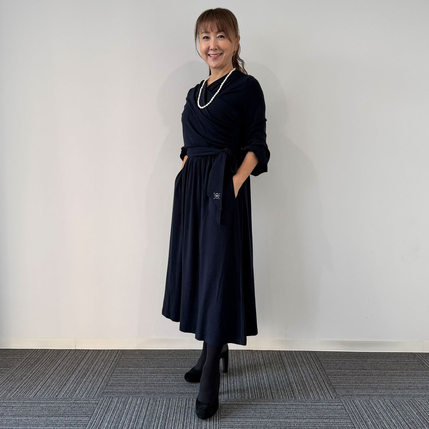 ホリーズ　アズ 共布ベルト付 カシュクールドレス