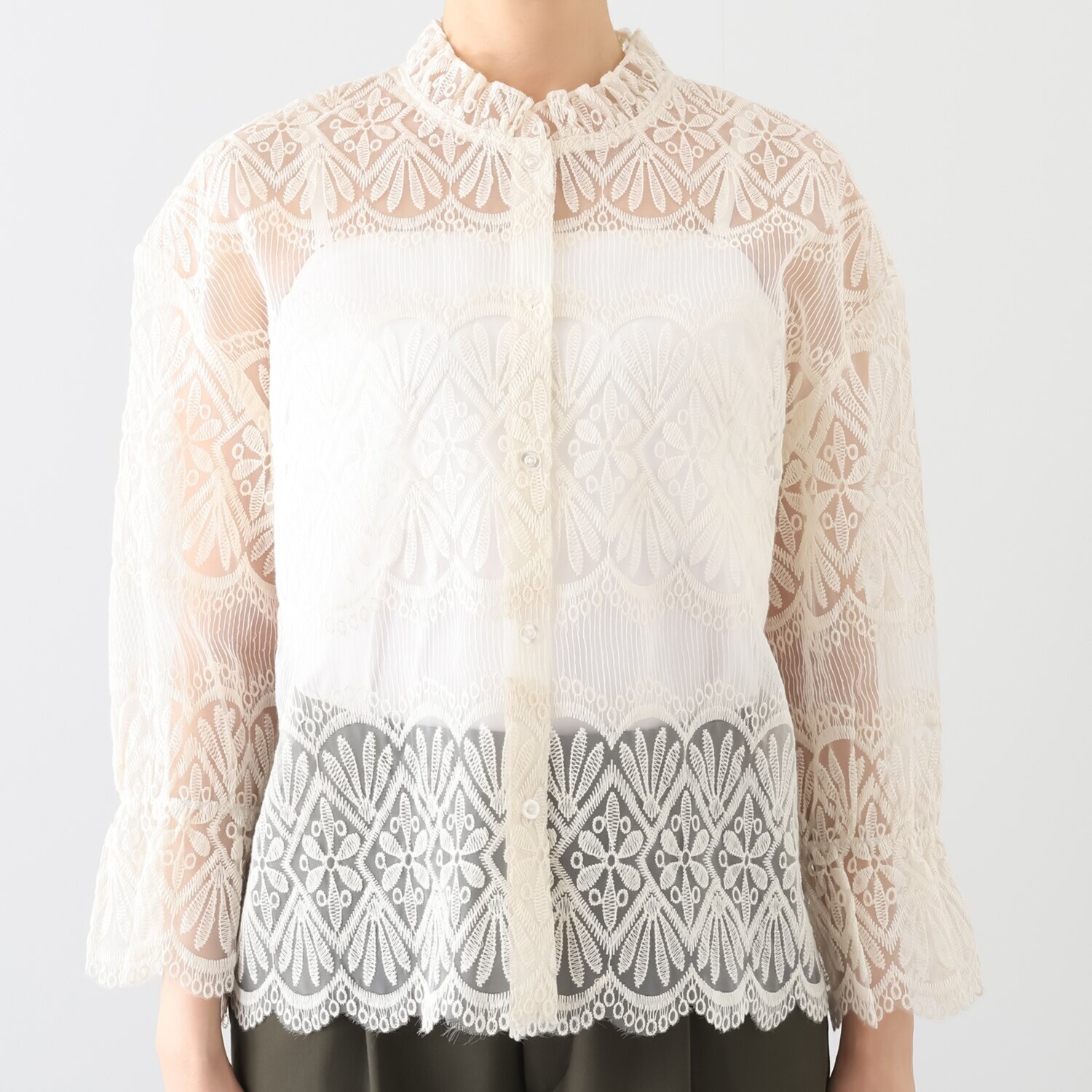 ラブソル 刺しゅうレース ブラウス