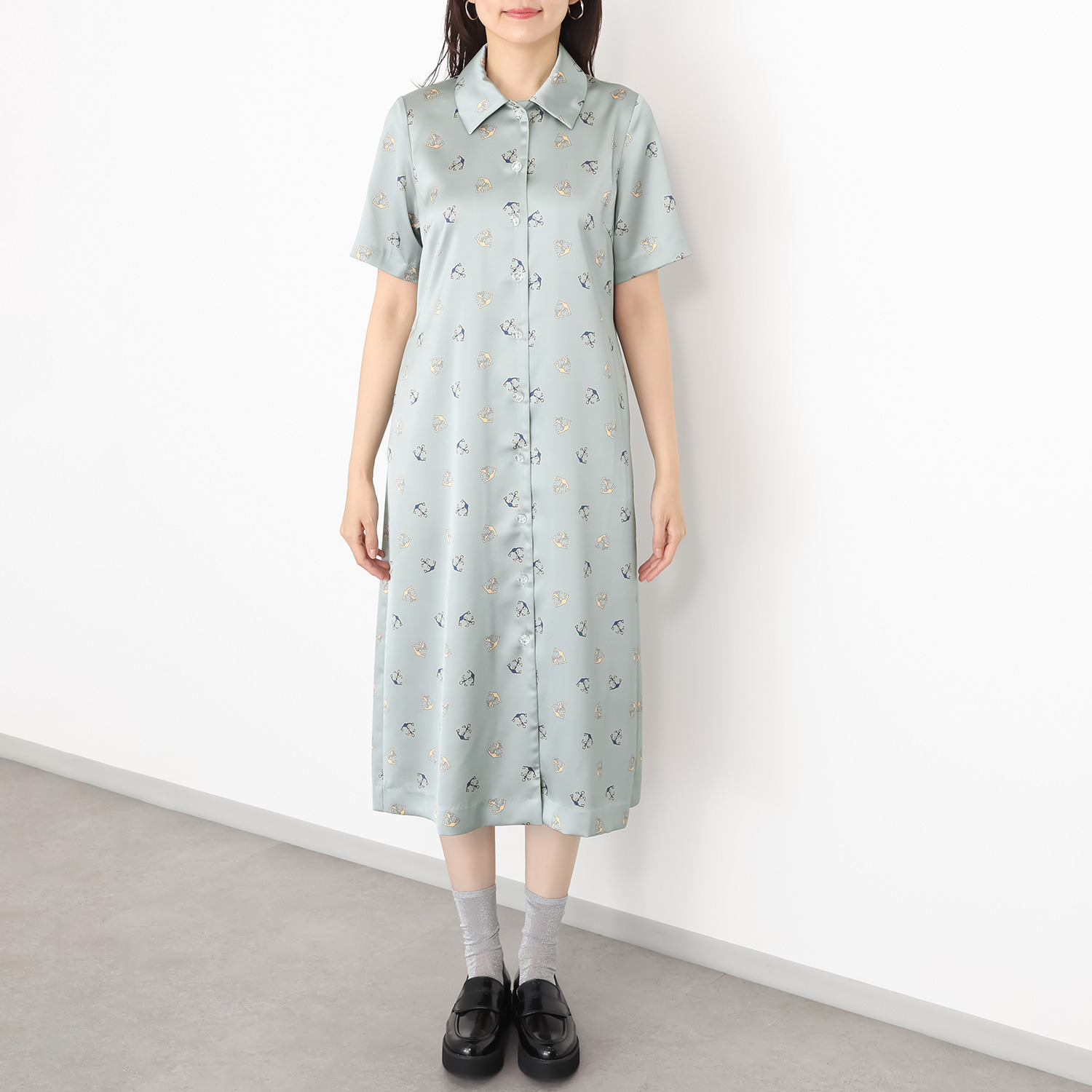 エムジェイアール　バイ マチコ　ジント　ロンドン オリジナルプリント ロングシャツワンピース