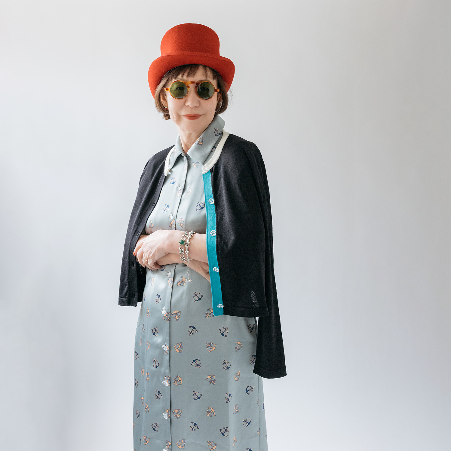 エムジェイアール　バイ マチコ　ジント　ロンドン オリジナルプリント ロングシャツワンピース