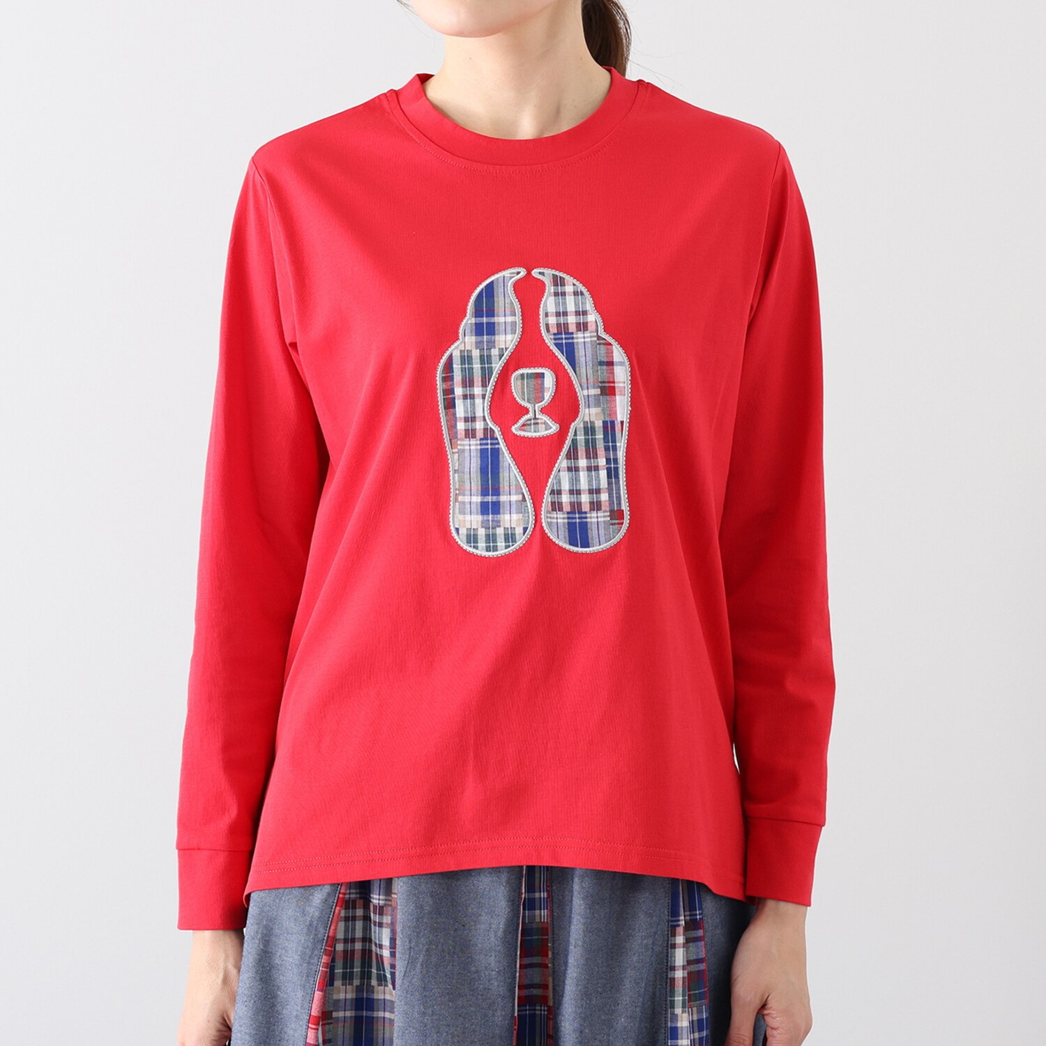 ハッシュパピー ドッグアイコン アップリケ刺しゅう ロングＴシャツ