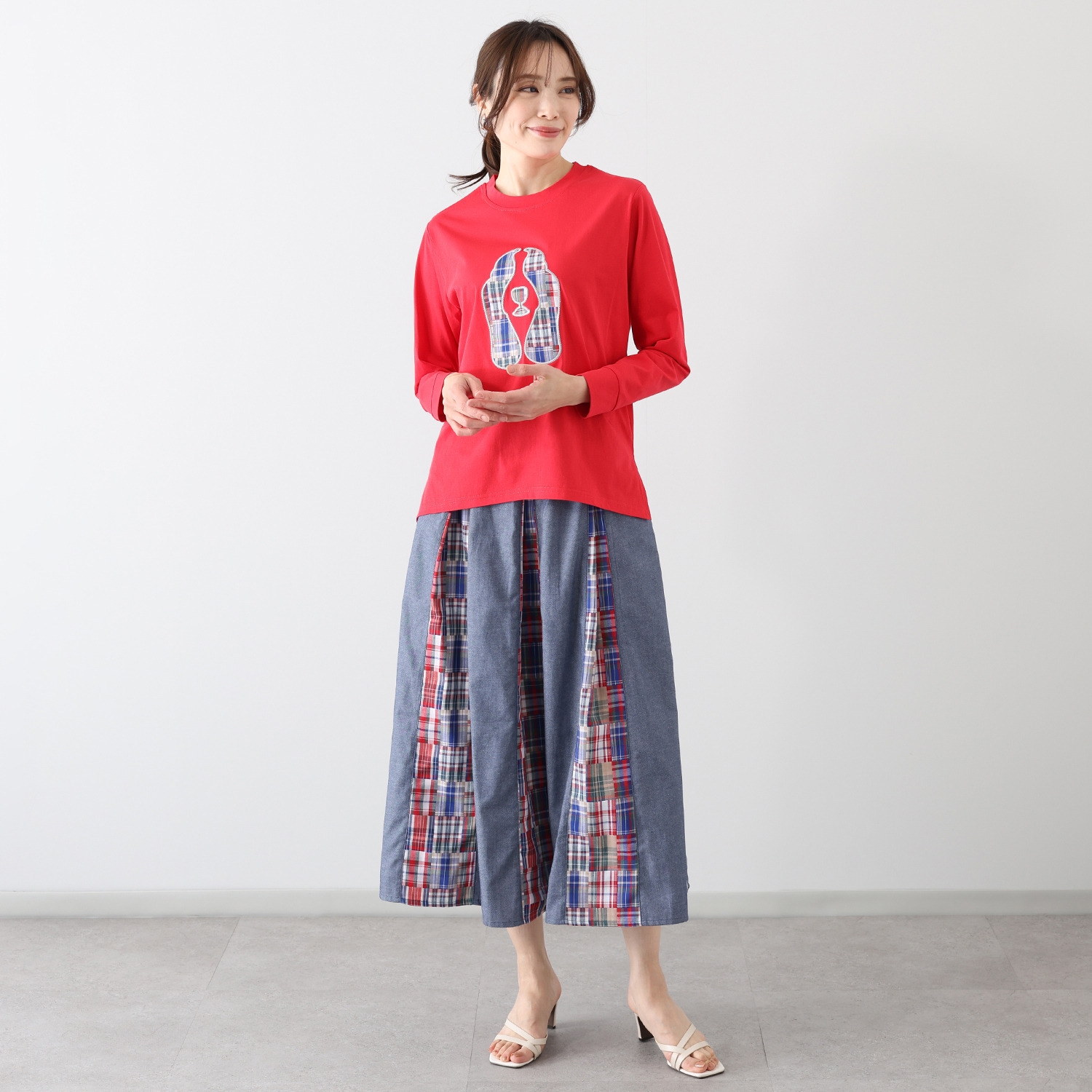 ハッシュパピー ドッグアイコン アップリケ刺しゅう ロングＴシャツ