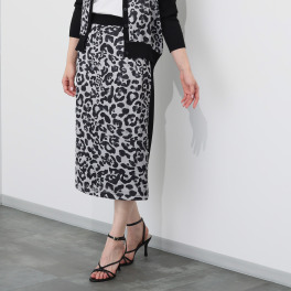 マダムヒロコ スカーフプリントコンビ ニットスカート