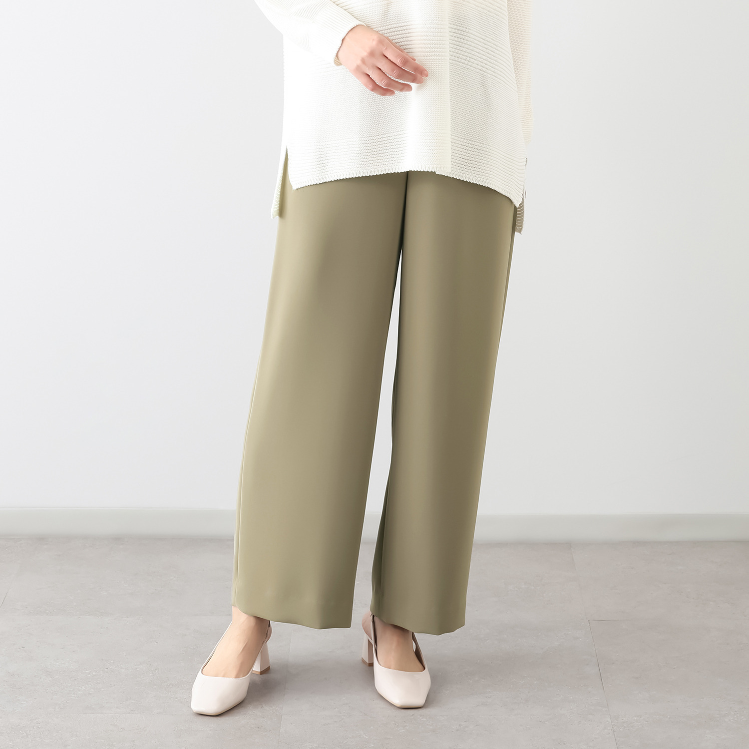 ミスキョウコ 日本製 マカロンツイル ワイドパンツ