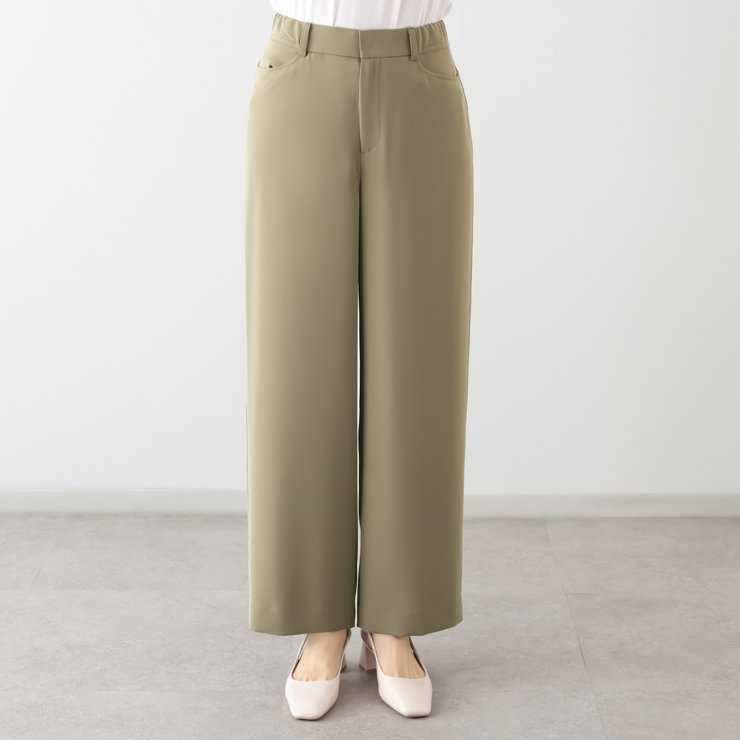 ミスキョウコ 日本製 マカロンツイル ワイドパンツ