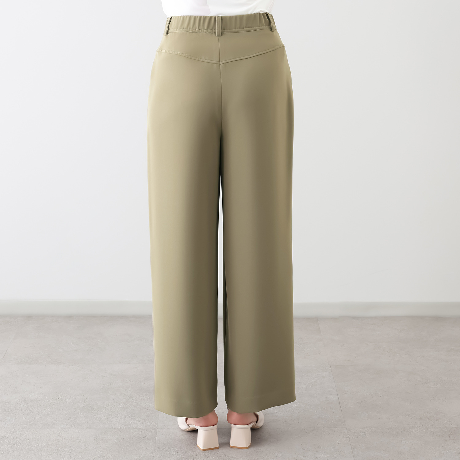 ミスキョウコ 日本製 マカロンツイル ワイドパンツ