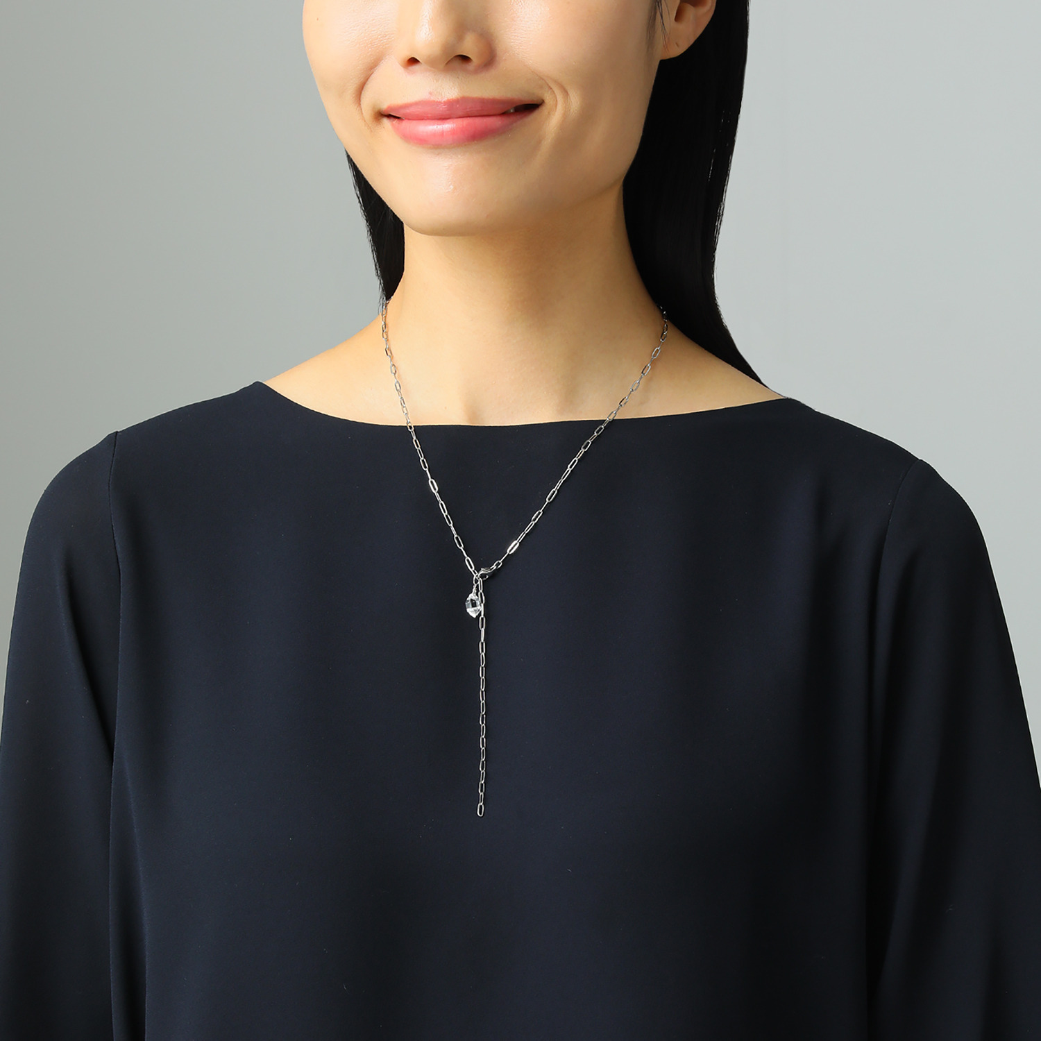 ハーキマーダイヤモンド １０ｍｍＵＰ ロッククリスタルクォーツ ステンレス クリップチェーン アレンジロングペンダント