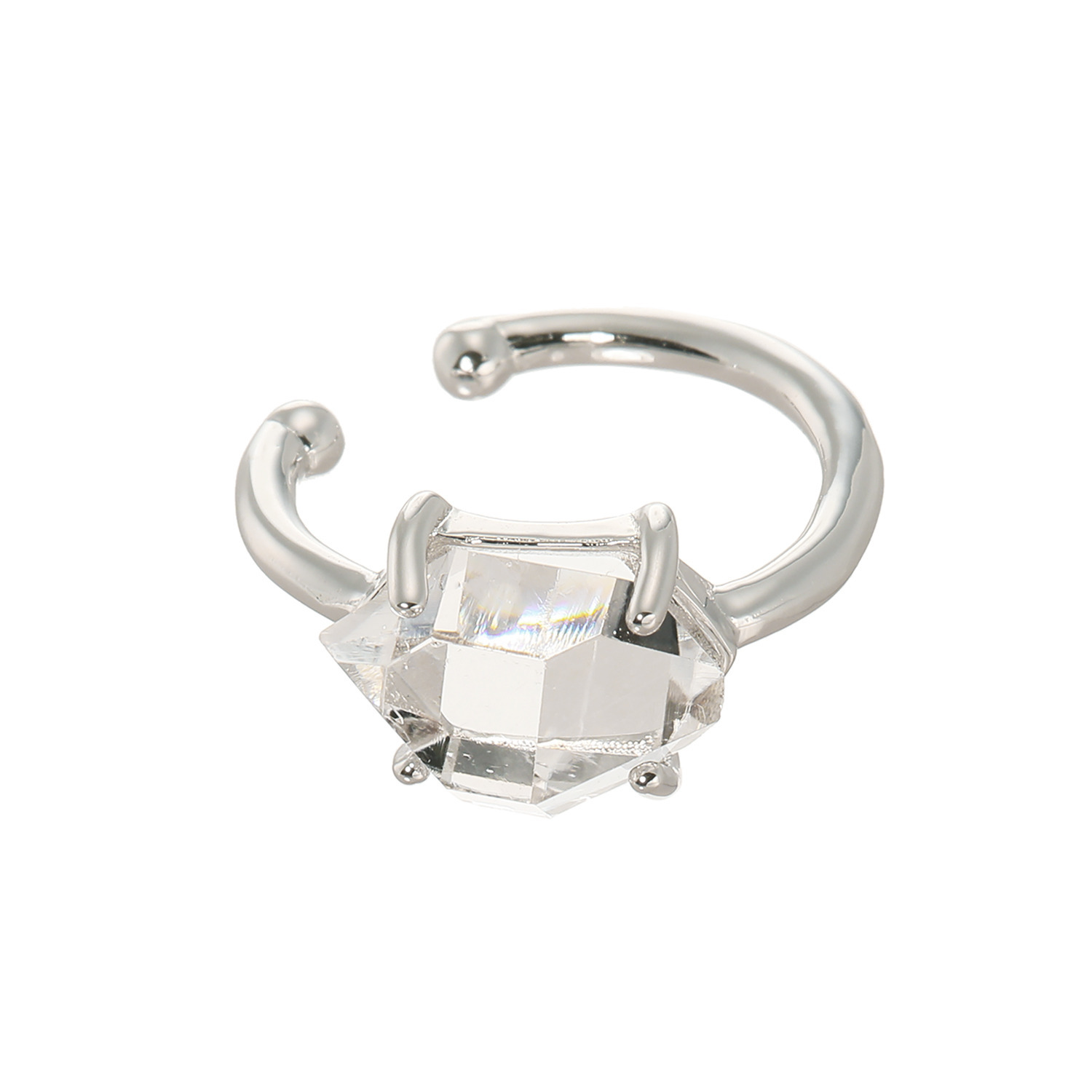 ハーキマーダイヤモンド １０ｍｍＵＰ ロッククリスタルクォーツ １粒デザイン 片側用イヤーカフ