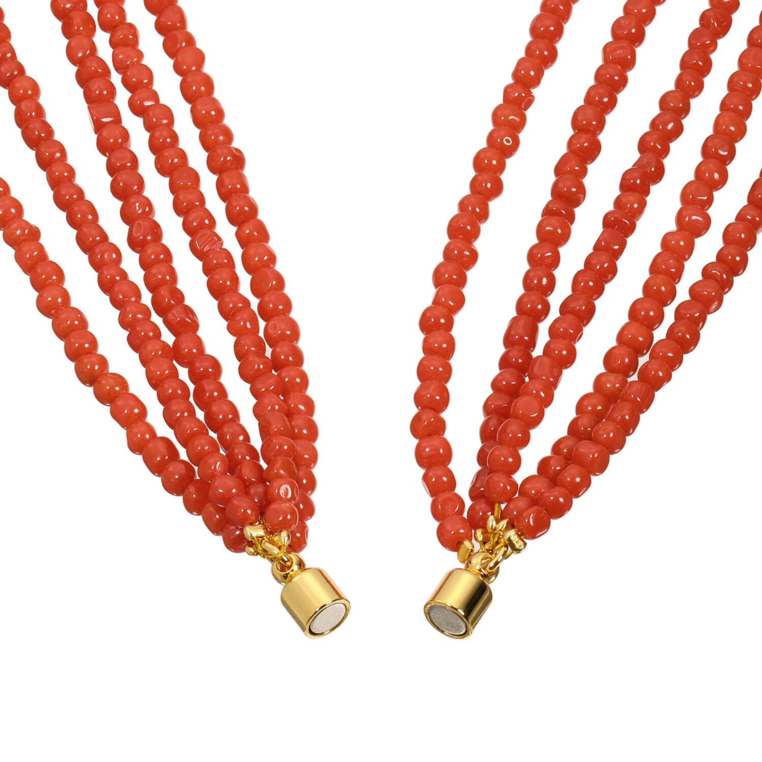 珠里 地中海サンゴ ５連ネックレス