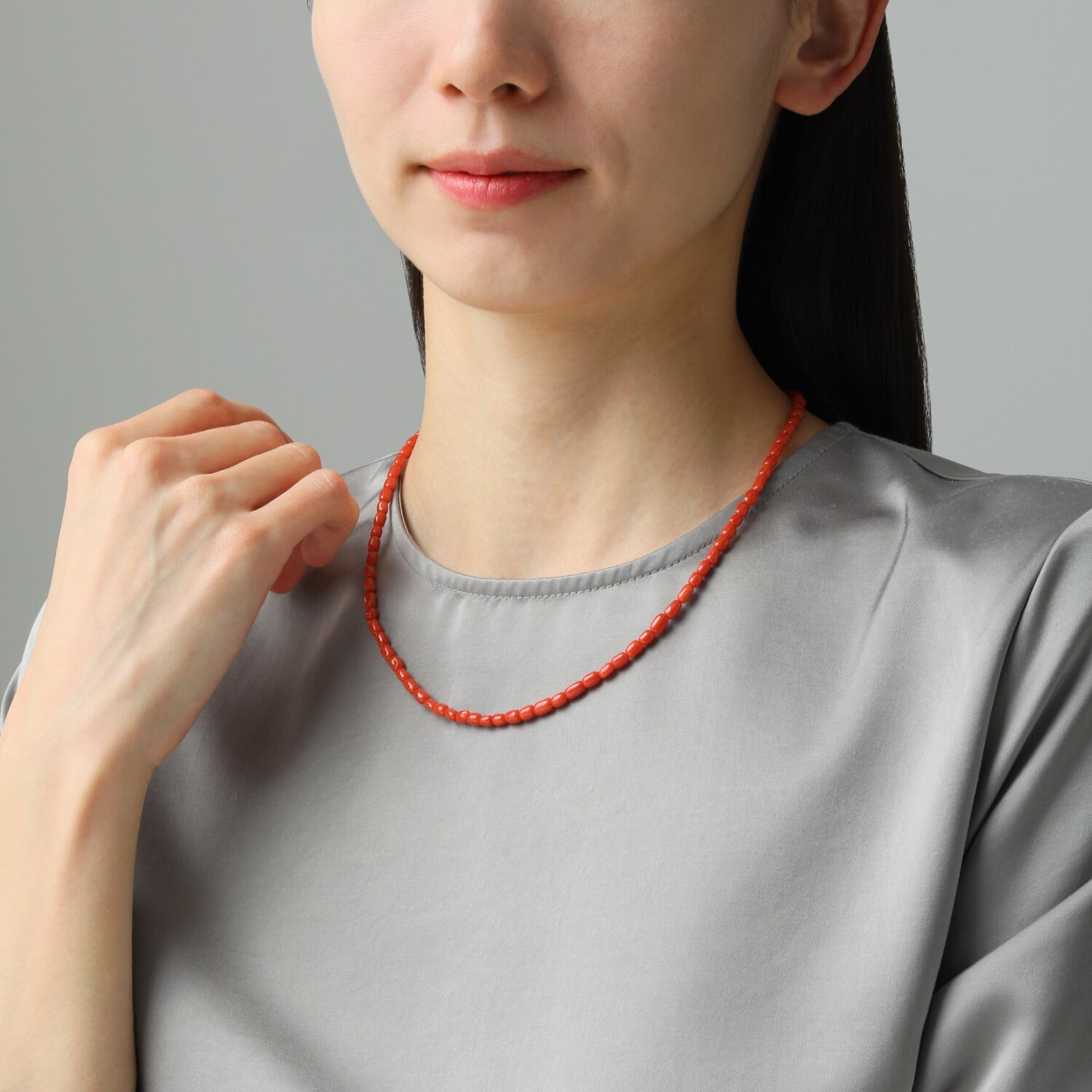 珠里 地中海サンゴ オーセンティック ネックレス