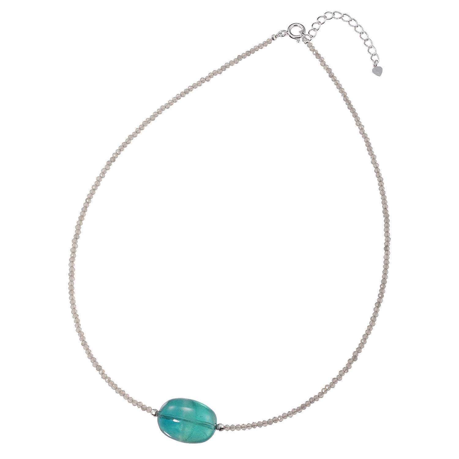 珠里 シルバー フローライト＆ オブシディアン ネックレス