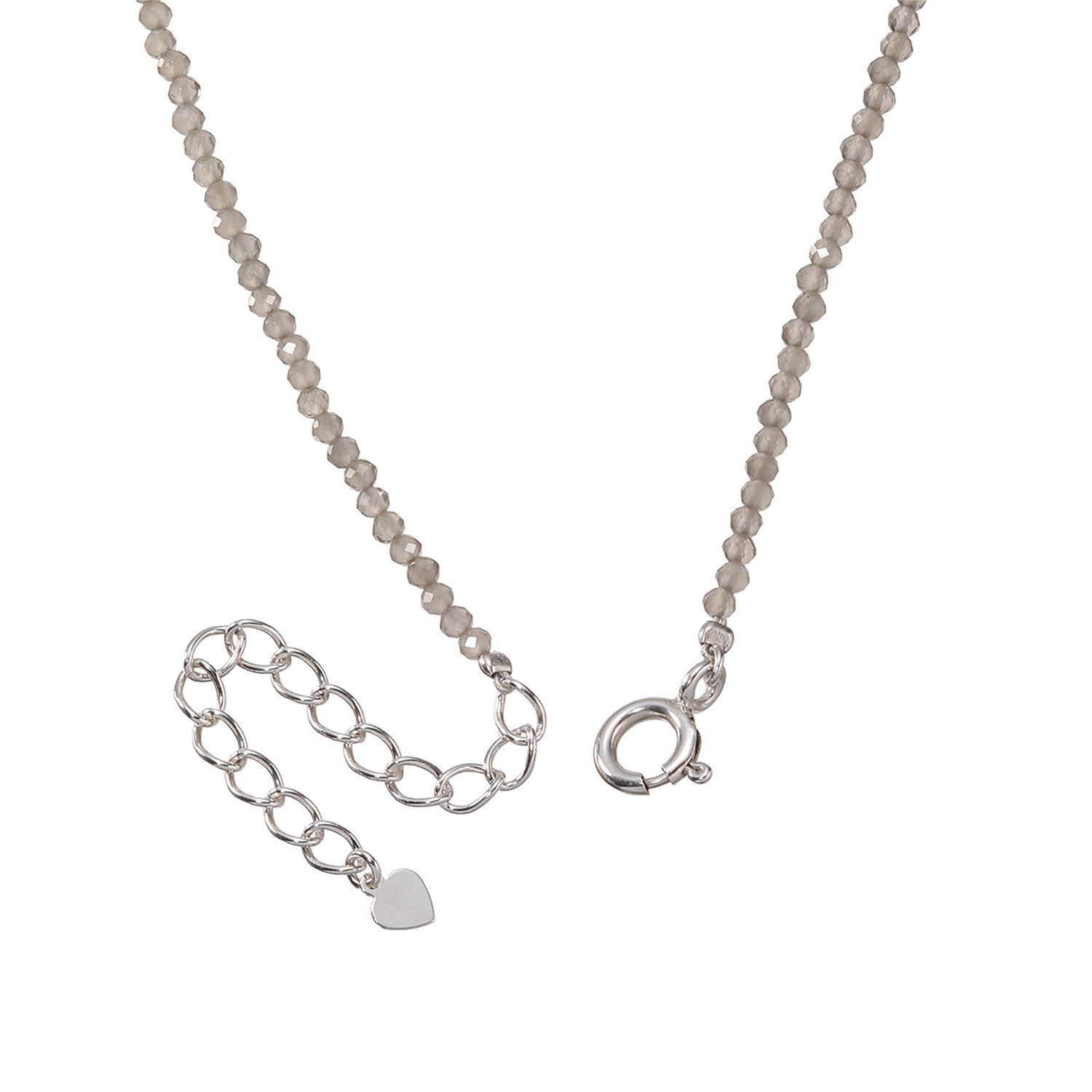 珠里 シルバー フローライト＆ オブシディアン ネックレス