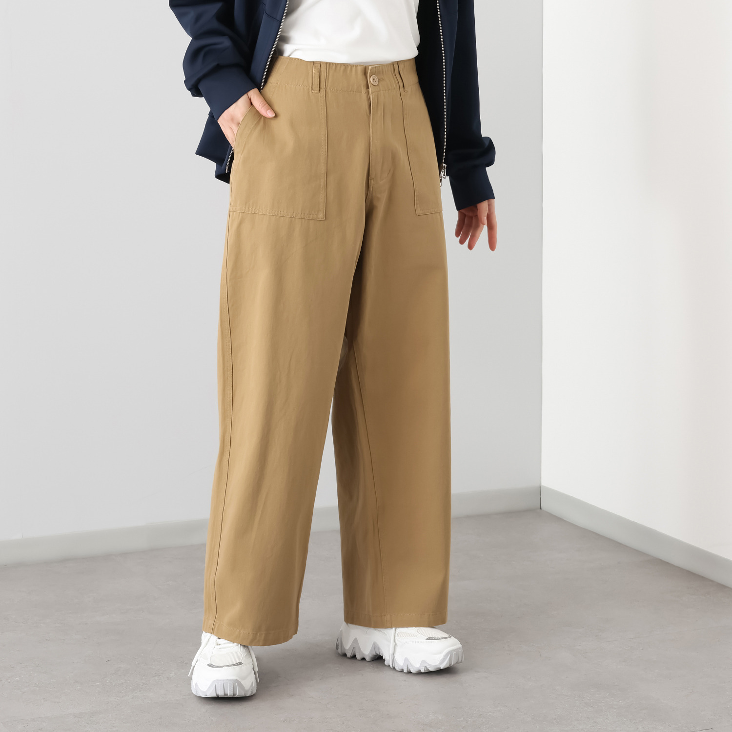 ラソエヌサーティスリー ディグリーズ バイオウォッシュ加工 ウエスト調整可能 ゆったりシルエット ワークカーゴパンツ