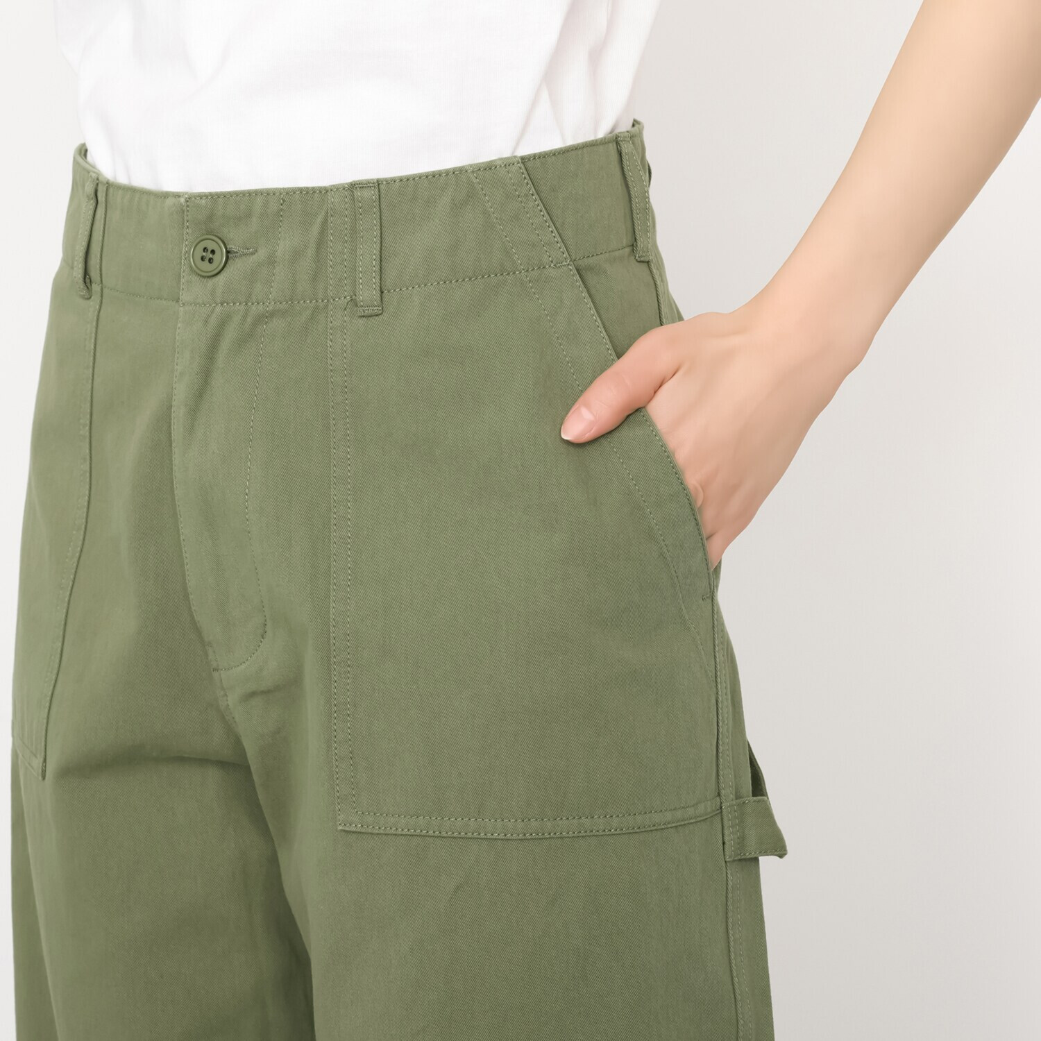 ラソエヌサーティスリー ディグリーズ バイオウォッシュ加工 ウエスト調整可能 ゆったりシルエット ワークカーゴパンツ