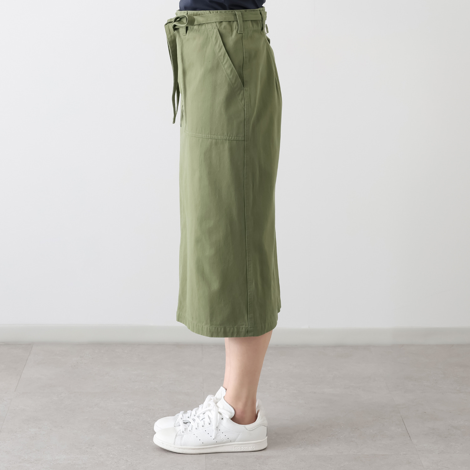 ラソエヌサーティスリー ディグリーズ バイオウォッシュ加工 ウエスト調整可能 ワークカーゴスカート