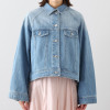 ラソエヌサーティスリー ディグリーズ バイオウォッシュ加工 立体ゆったりシルエット フレアースリーブ デニムジャケット