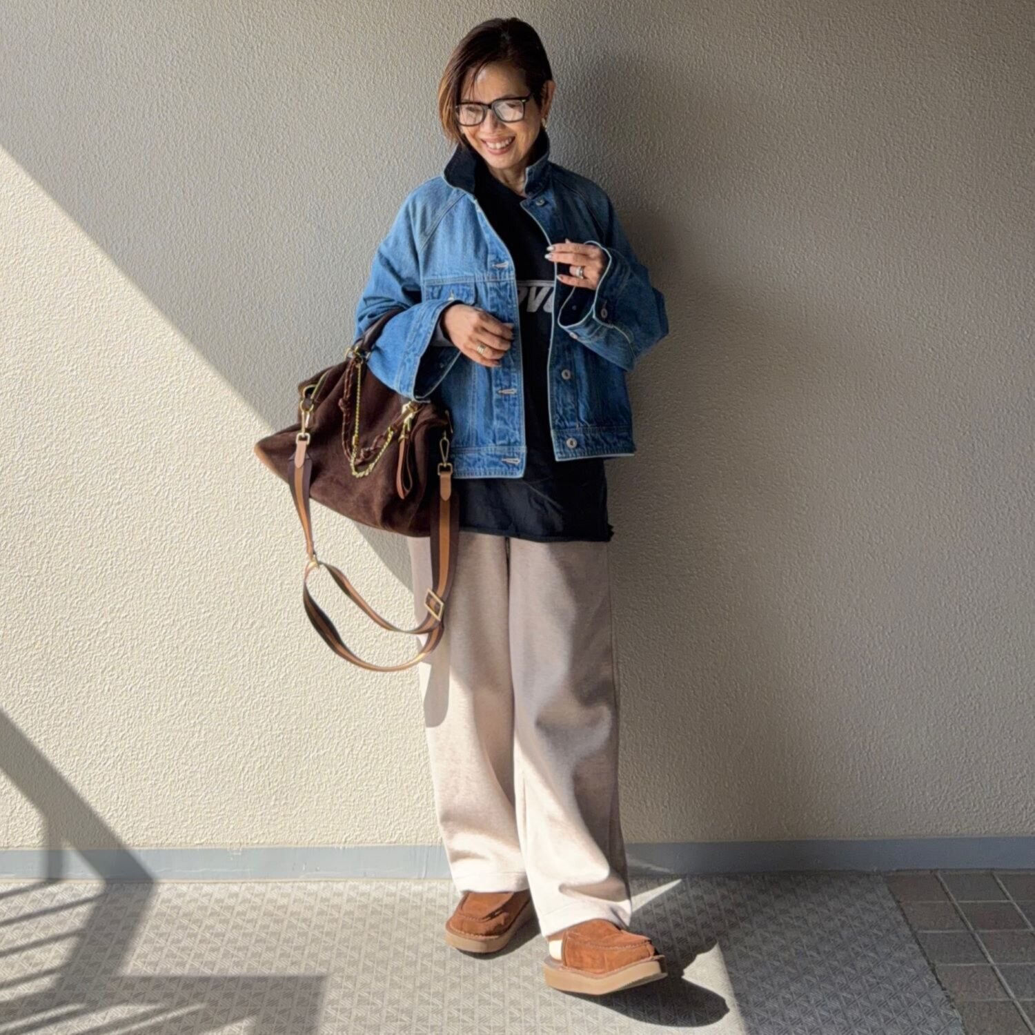 ラソエヌサーティスリー ディグリーズ バイオウォッシュ加工 立体ゆったりシルエット フレアースリーブ デニムジャケット