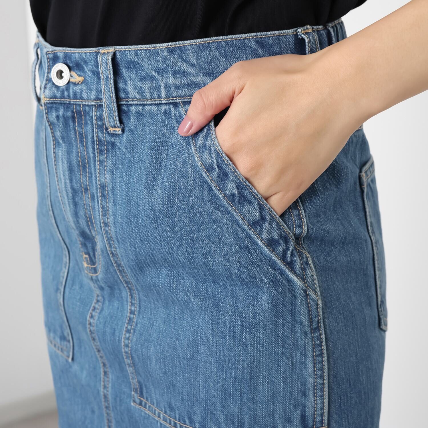 ラソエヌサーティスリー ディグリーズ バイオウォッシュ加工 デニムスカート