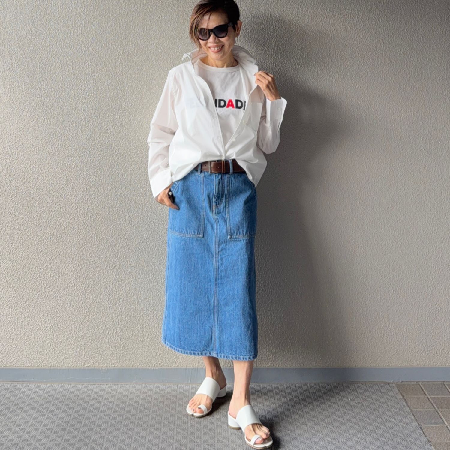 ラソエヌサーティスリー ディグリーズ バイオウォッシュ加工 デニムスカート