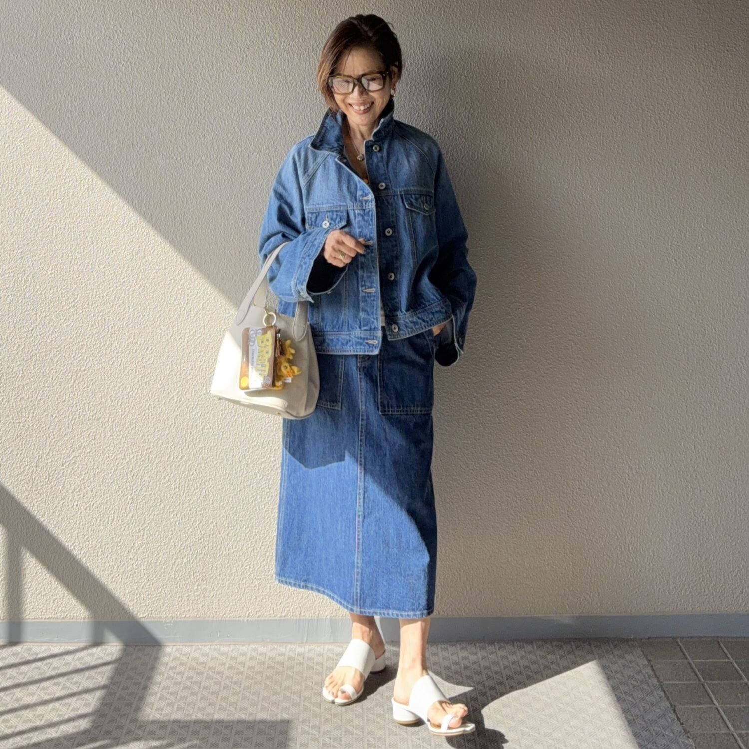 ラソエヌサーティスリー ディグリーズ バイオウォッシュ加工 デニムスカート