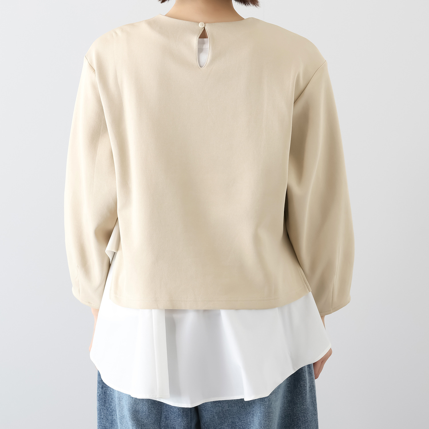 イロプライム １枚で完成！ 異素材重ね モードなプルオーバー