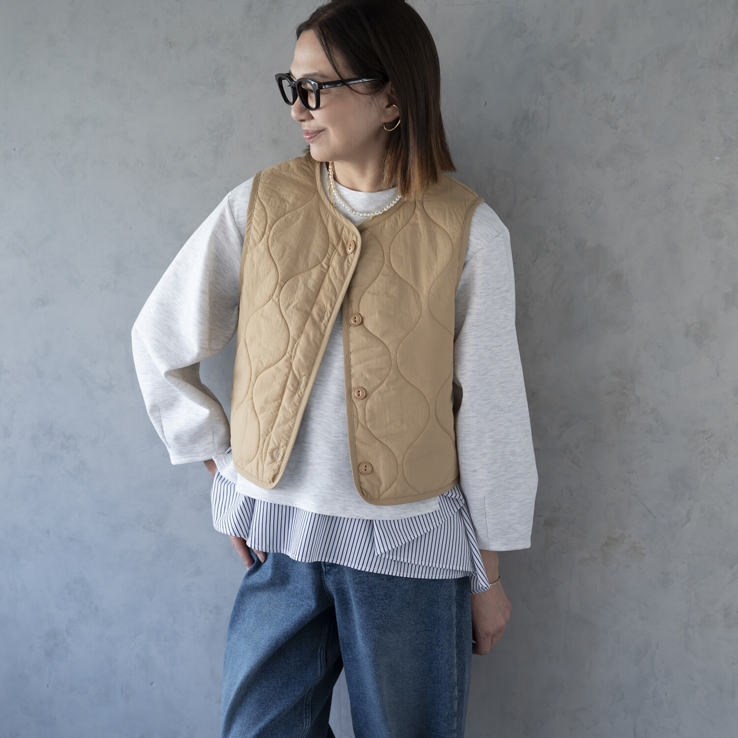 イロプライム １枚で完成！ 異素材重ね モードなプルオーバー