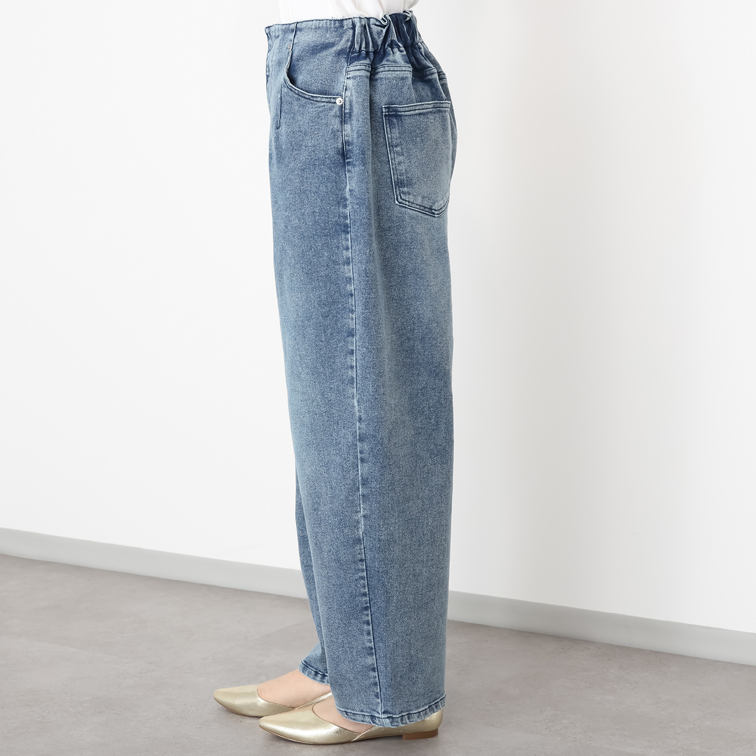 イロプライム 大人カジュアル デニムバレルパンツ