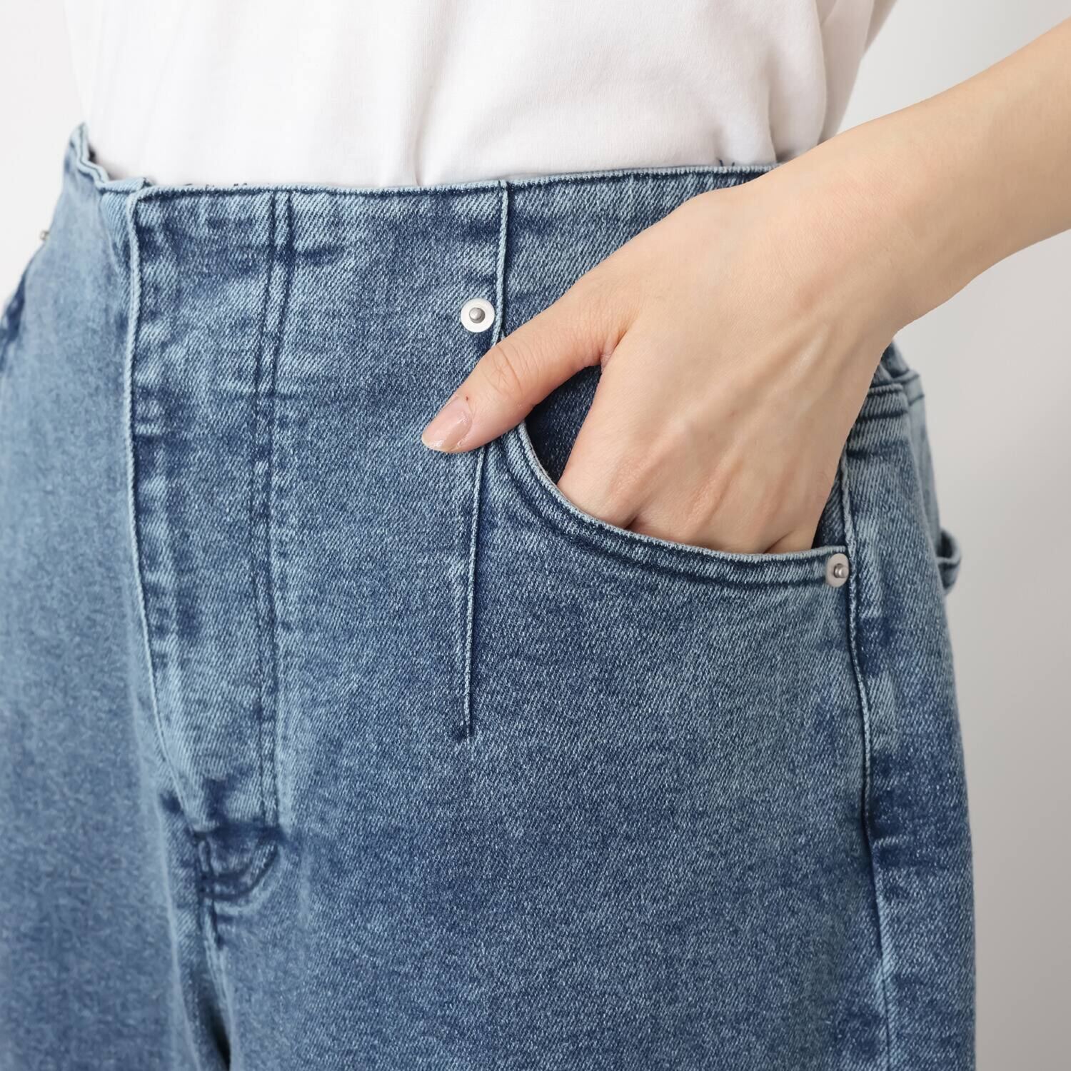 イロプライム 大人カジュアル デニムバレルパンツ