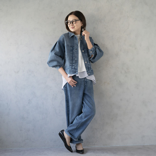 イロプライム 大人カジュアル デニムバレルパンツ