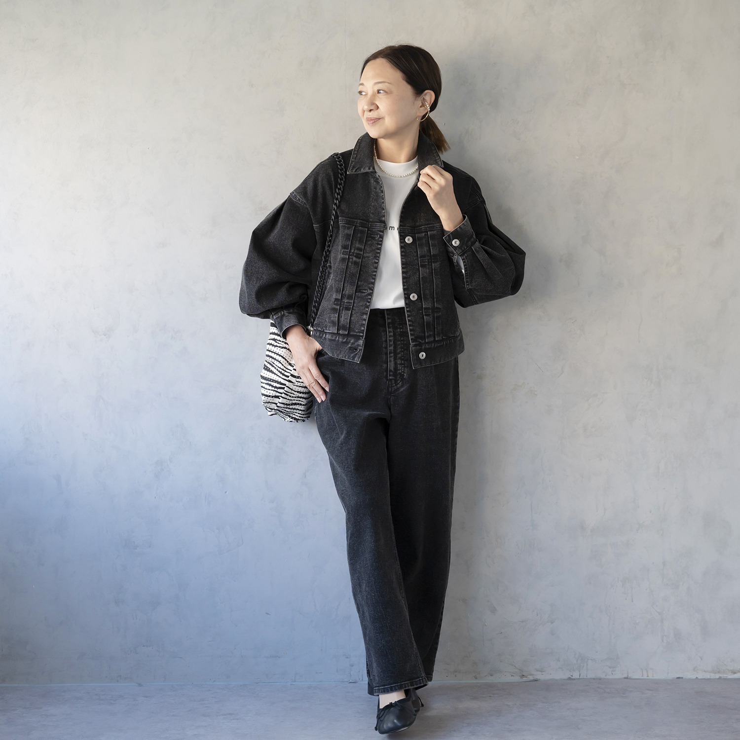 イロプライム 大人カジュアル デニムバレルパンツ