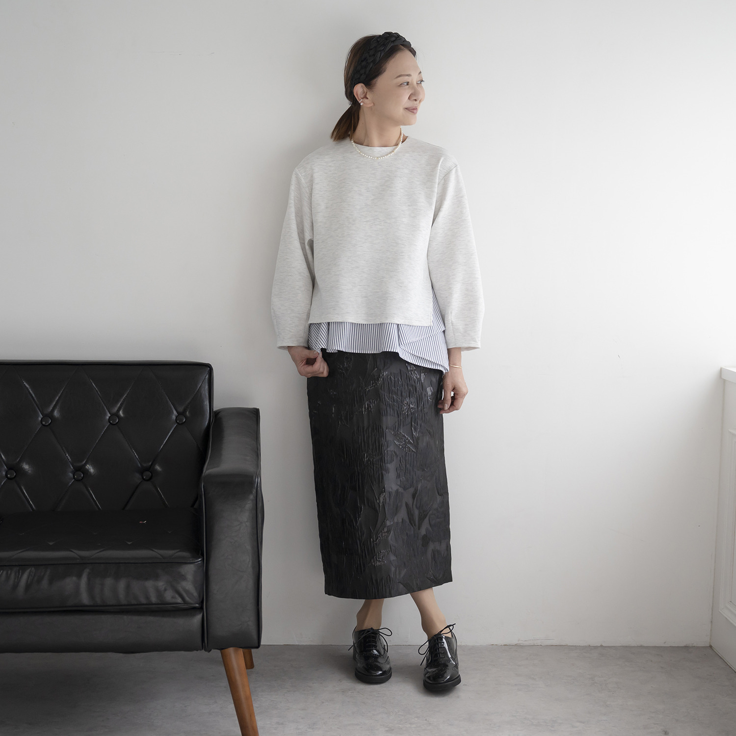 イロプライム 華やかジャガード ナロースカート