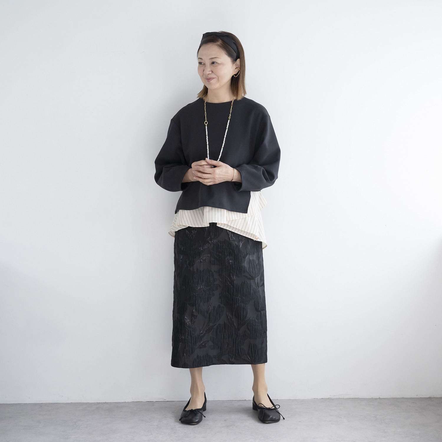 イロプライム 華やかジャガード ナロースカート