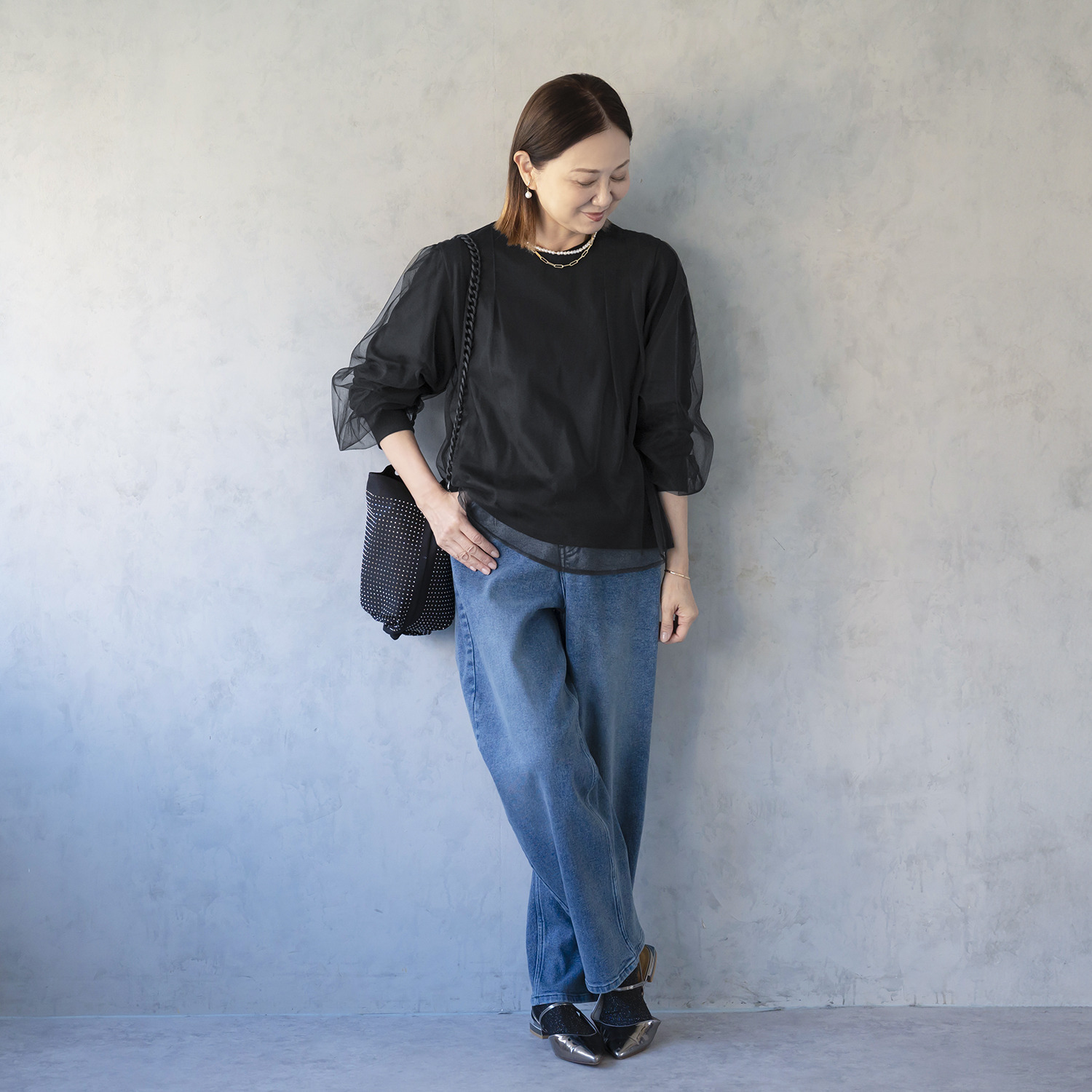 イロプライム 大人のチュール重ね プルオーバー