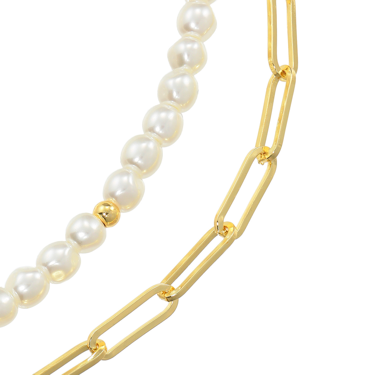 イロプライム クリップチェーン＆ パール調ビジュウ マルチウェイ ロングネックレス