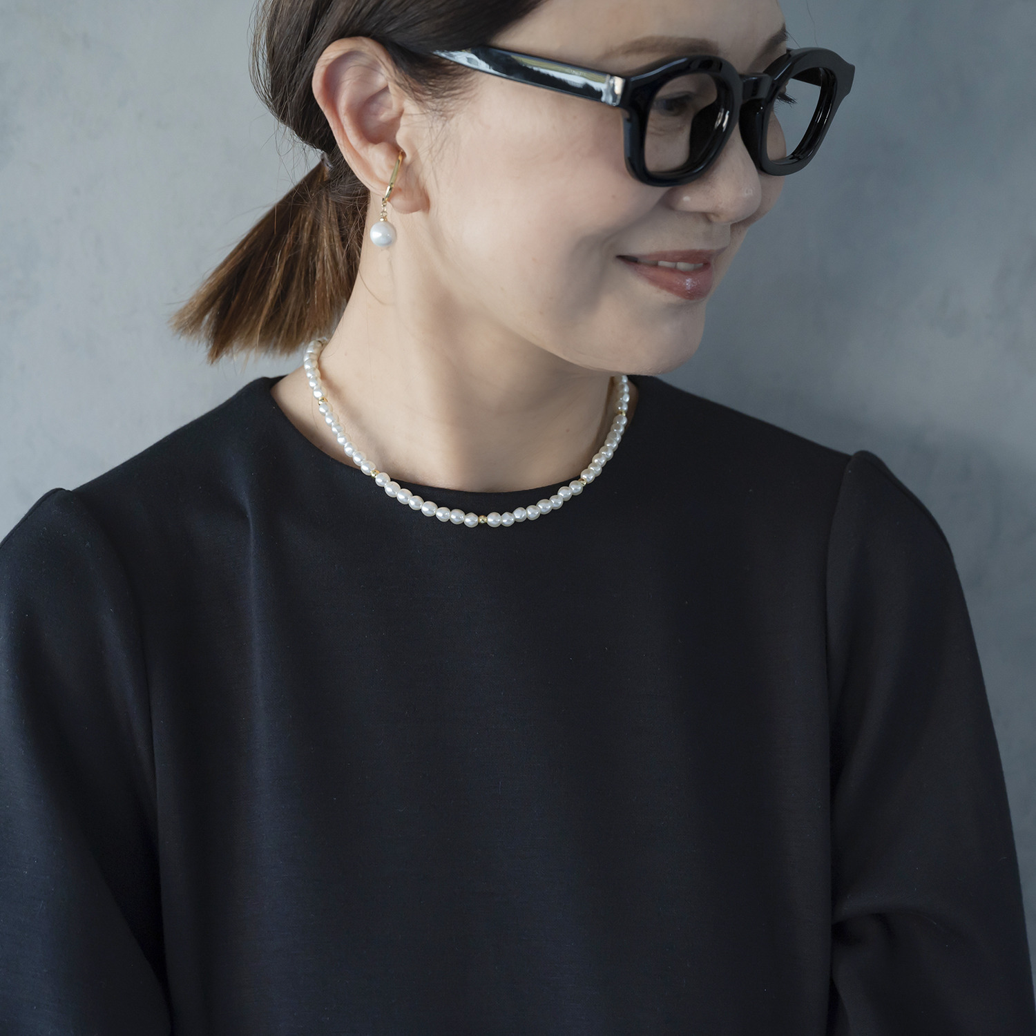 イロプライム クリップチェーン＆ パール調ビジュウ マルチウェイ ロングネックレス