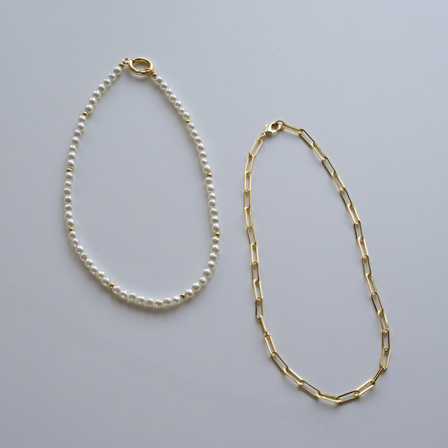 イロプライム クリップチェーン＆ パール調ビジュウ マルチウェイ ロングネックレス