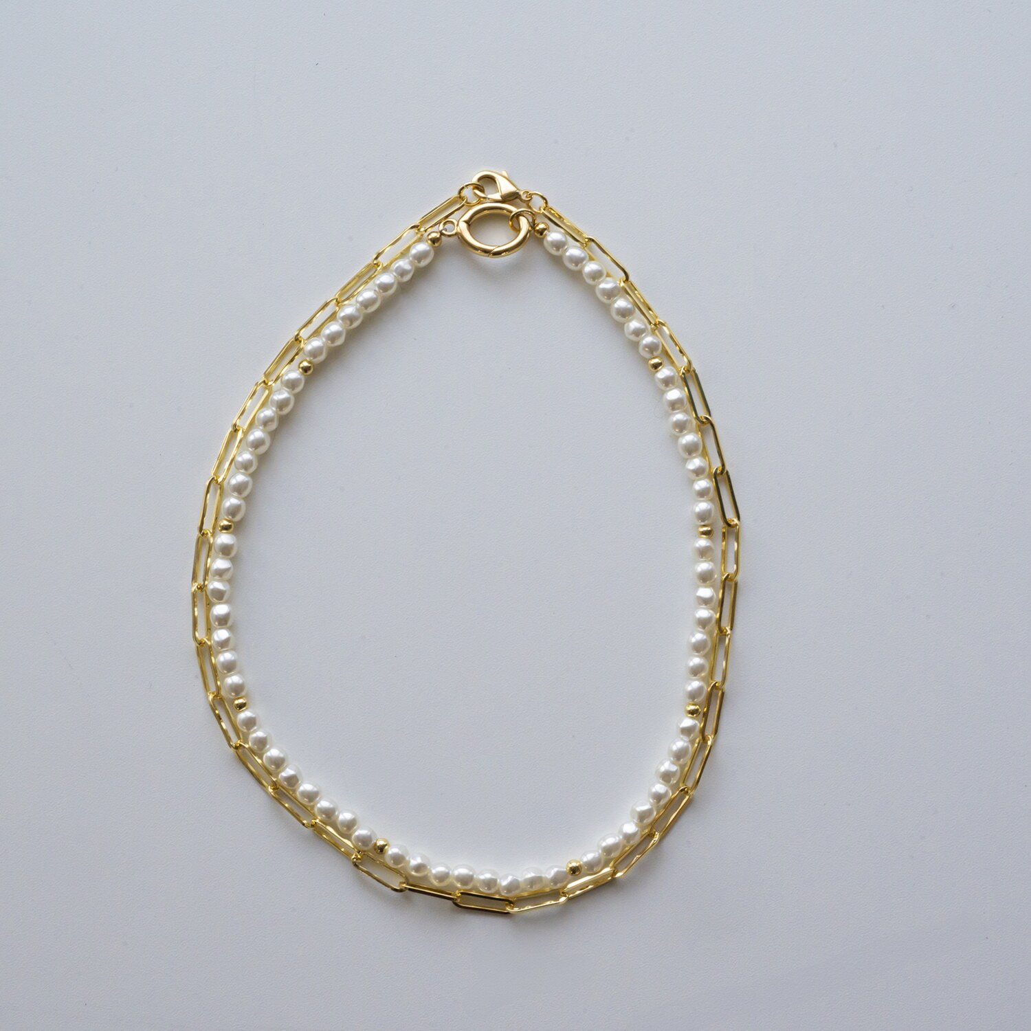 イロプライム クリップチェーン＆ パール調ビジュウ マルチウェイ ロングネックレス