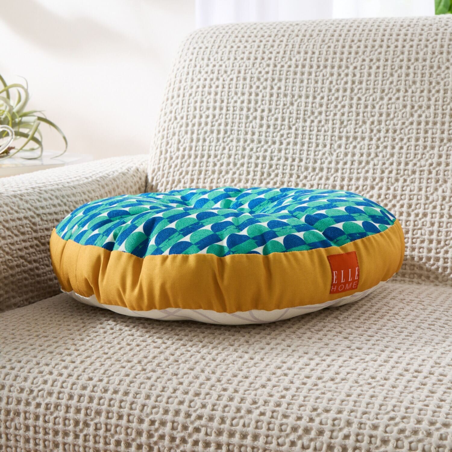 ＥＬＬＥ　ＨＯＭＥ スプリングコレクション リバーシブル ラウンドクッション