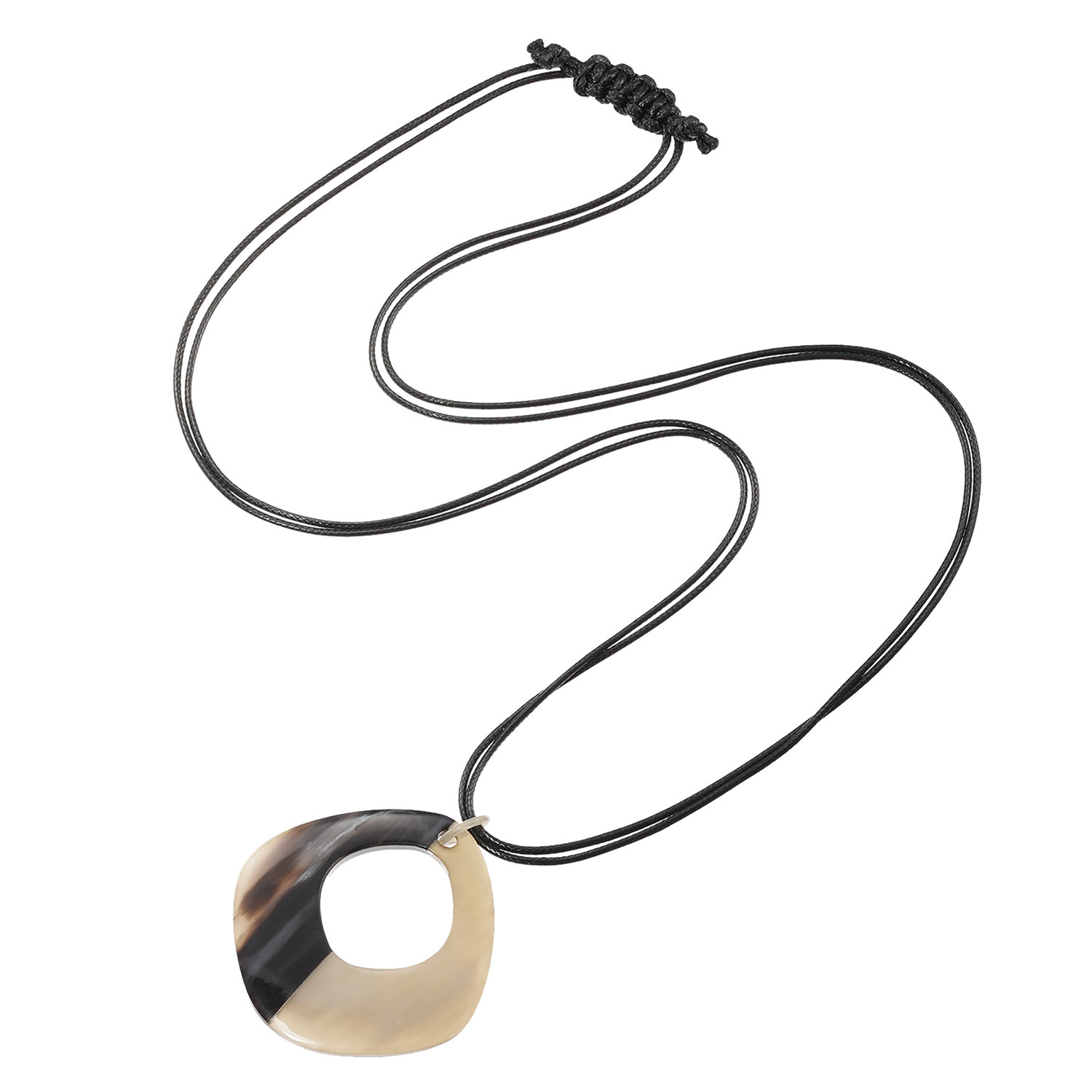 グレイスモア 水牛 ドロップシェイプ スライドコード ２ウェイロングネックレス