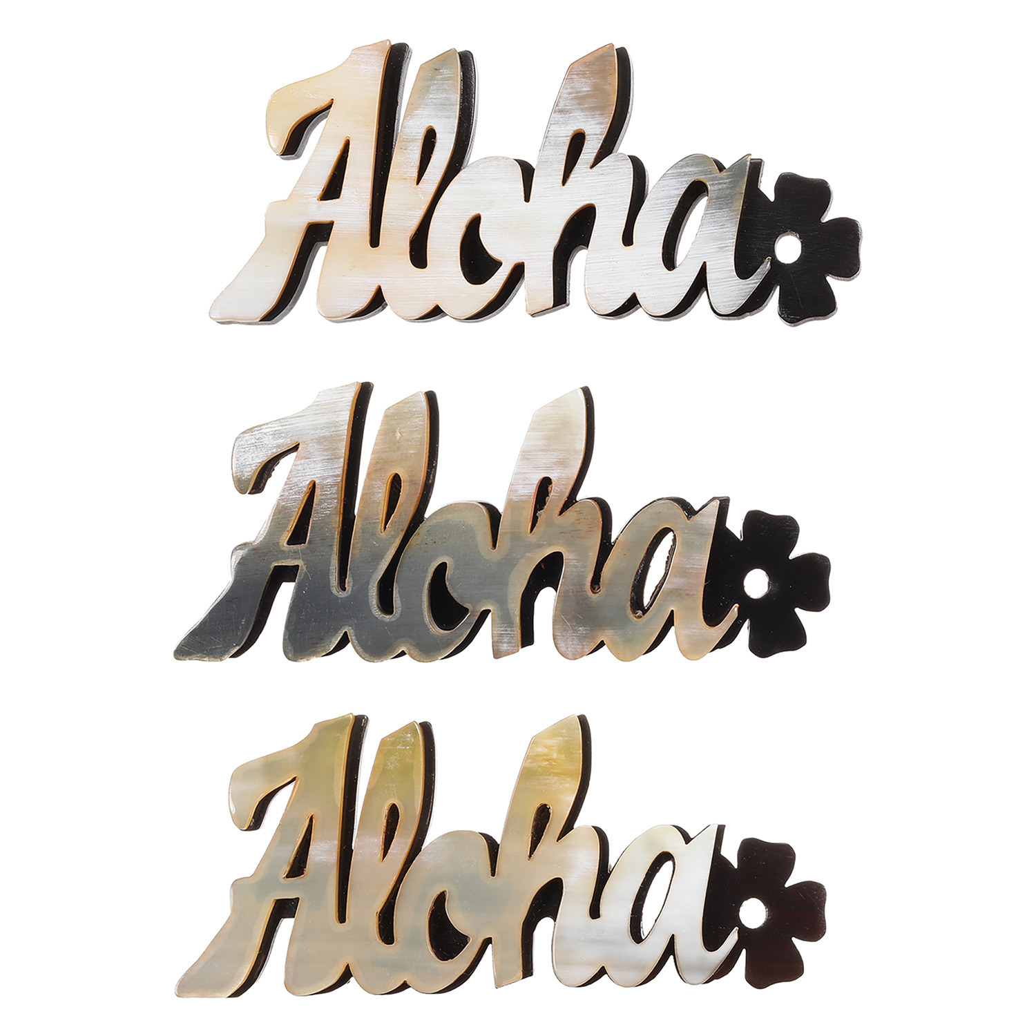 グレイスモア 水牛 バイカラー Ａｌｏｈａレター ブローチ